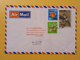 1982 BUSTA COVER AIR MAIL GIAPPONE JAPAN NIPPON BOLLO FIORI FLOWERS BIRDS UCCELLI OBLITERE'  OSAKA FOR ENGLAND - Lettres & Documents