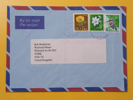 1996 BUSTA COVER AIR MAIL GIAPPONE JAPAN NIPPON BOLLO FIORI FLOWERS UCCELLI BIRDS OBLITERE'   FOR ENGLAND - Lettres & Documents