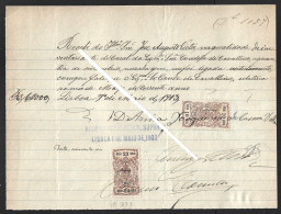 Recibo 1903 Stamps Fiscais Do Reinado Do Rei D. Carlos. Stamps De 10 E 22 Réis. Receipt 1903 With Tax Stamps Reign King - Lettres & Documents