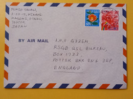 1996 BUSTA COVER AIR MAIL GIAPPONE JAPAN NIPPON BOLLO FIORI FLOWERS OBLITERE' SHIBA  FOR ENGLAND - Storia Postale