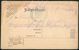 Deutsches Reich Feldpostkarte Mit Seltenen Blauen Stempel Bahnhofs-Kommendatur - II - Feldpost (portvrij)