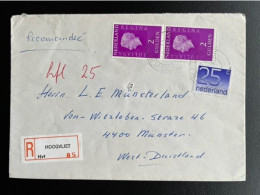 NETHERLANDS 1978 REGISTERED LETTER HOOGVLIET TO MUNSTER 24-01-1978 NEDERLAND AANGETEKEND - Storia Postale