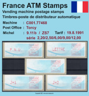 Frankreich France ATM Stamps LSA C001.77468 Torcy / Michel 9.11 B / Serie ZS7 ** / Distributeurs Automatenmarken - 1988 « Comète »