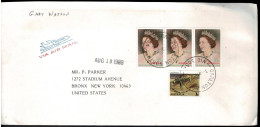 Australia 1989 Queen's 60th Birthday Strip Of 3 On Airmail Letter To USA - Briefe U. Dokumente