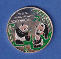 Nordkorea 1998 Silbermünze 100 Won Pandas Teilkoloriert 7g Ag999 PP - Autres – Asie