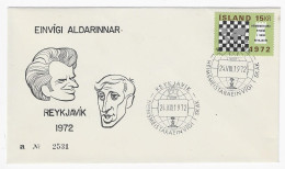 CHESS FDC Iceland 1972 Match Fischer-Spassky - Caricatures Fischer/Spassky WITH LETTER "a" - Echecs