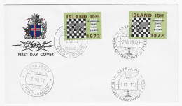 CHESS FDC Iceland 1972 Match Fischer-Spassky - First Day With The 2 Different Cancels - Echecs