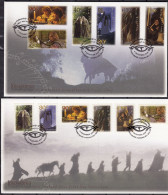 NEW ZEALAND 2001 Lord Of The Rings: Fellowship, Set Of 6 And 6 S/A’s FDC’s - Fantasy Labels