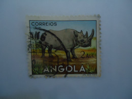 ANGOLA  USED STAMPS ANIMALS RHINOCEROS - Rinoceronti