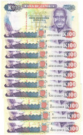 Zambia 10x 100 Kwacha 1991 UNC - Zambie