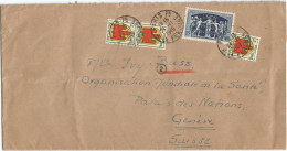 BLASONS 2FRX3+25FR UPU LETTRE PARIS 75 24.11.1949 ° INDEX 2 POUR ONU SUISSE TARIF AVION SANS ETIQUETTE - 1941-66 Armoiries Et Blasons