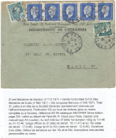 FRANCE GANDON 2FR + MERCURE 50C  + DULAC 10CX5 PERFORES S.G. LETTRE PARIS 1946 RARE PERFORE SUR DULAC AU TARIF - 1944-45 Marianne Of Dulac