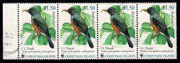 Christmas Island 2002 Endangered Birds $1.50 Thrush Strip Of 4 Used - Christmas Island