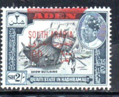 SOUTH ARABIA SURCHARGED ADEN YEMEN QU'AITI STATE IN HADHRAMAUT QUAITI 1966 DHOW BUILDING 100f On 2sh MNH - Altri - Asia