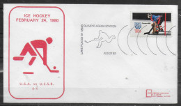 USA   FDC   JO 1980  Hockey Sur Glace - Hockey (Ice)