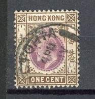 H-K  Yv. N° 62 ; SG N° 62 Fil CA (o) 1c Brun Et Violet-brun Edouard VII Cote 0,75 Euro BE  2 Scans - Used Stamps