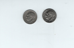 USA - Lot 2 Pièces 10 Cents Roosevelt Dime  1989D + P  SUP/XF  KM.195a - 1946-...: Roosevelt