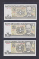 CUBA 1 Peso 2009/2010/2011 SC/UNC LOTE DE TRES BILLETES - Cuba