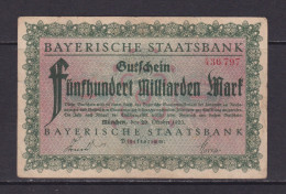 GERMANY - 1923 Bayerische Staatsbank 500 Million Mark Circulated Note - 500 Miljoen Mark