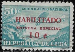 Cuba 1960 Used Express Stamp Surcharged Habilitado Entrega Especial 10c On 50c Airplane [WLT1842] - Gebruikt