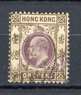 H-K  Yv. N° 62 ; SG N°62 Fil CA (o) 1c Brun Et Violet -brun Edouard VII Cote 0,75 Euro BE  2 Scans - Used Stamps