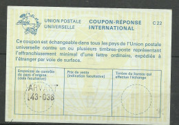 France Coupon Réponse International C22    Utilisé  B/TB        Voir Scans         Soldé ! ! ! - Coupons-réponse