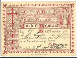 Belgique, Bruxelles. Institut Saint Louis, Carte D'honneur 1896, Section Préparatoire (AS) - Diplômes & Bulletins Scolaires