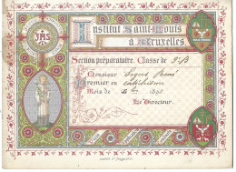 Belgique, Bruxelles. Institut Saint Louis, Carte D'honneur 1898, Section Préparatoire (AS) - Diplômes & Bulletins Scolaires