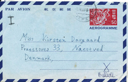 Japan Aerogramme 2-9-1967 Sent To Denmark - Aérogrammes