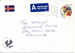 Iceland Cover Sent To Denmark 1993 Single Franked - Storia Postale