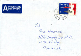 Iceland Cover Sent To Denmark 20-2-1995 Single Franked - Covers & Documents