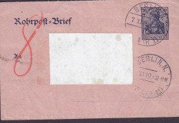 Deutsches Reich Postal Stationery Ganzsache Entier Rohrpost-Brief Umschlag BERLIN 1910, 30 Pf Germania (2 Scans) - Buste