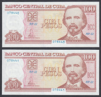 CUBA 2023. BILLETE DE 100 PESOS. SIN CIRCULAR.  PAREJA CORRELATIVA. PERFECTO ESTADO UNC - Cuba