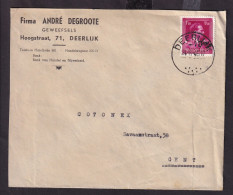 DDFF 243 -- Enveloppe TP Surcharge Locale Moins 10 % DEERLIJK 1946 -  Entete Firma André Degroote, Geweefsels - 1946 -10%
