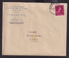 DDFF 249 -- 2 X Enveloppe TP Surcharge Locale Moins 10 % DEERLIJK 1946 -  Entete S.A. Velouta , Velours Et Tapis - 1946 -10%