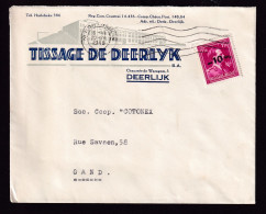 DDFF 252 -- Enveloppe Illustrée TP Surcharge Locale Moins 10 % KORTRIJK 1946 -  Entete Tissage De DEERLIJK - 1946 -10%