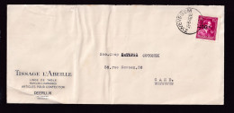 DDFF 258 -- Enveloppe TP Surcharge Locale Moins 10 % ZWEVEGEM 1946 -  Entete Tissage L' Abeille à DEERLIJK - 1946 -10%