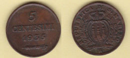 5 CENTESIMI 1935 SAN MARINO - Saint-Marin