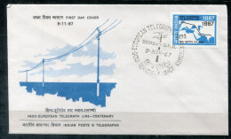 INDIEN 438 FDC - Telegrafenlinie Kalkutta-London, Telegraph Line - INDIA / INDE - FDC