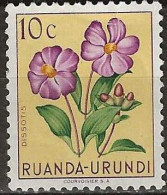 RUANDA URUNDI 1953 Flowers - 10c - Dissotis MH - Ungebraucht