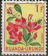 RUANDA URUNDI 1953 Flowers - 1f. - Hibiscus FU - Usados
