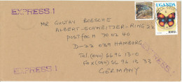 Uganda Air Mail Cover Sent Express To Germany 12-6-1996 CROCODILE And BUTTERFLY - Ouganda (1962-...)