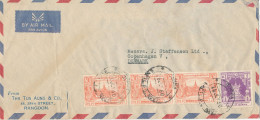 Burma Air Mail Cover Sent To Denmark 26-7-1960 (the Cover Is Bended In The Left Side) - Myanmar (Birmanie 1948-...)