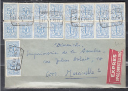 Expres Brief Met Spoorwegstempel Quaregnon Naar Marcinelle - Storia Postale