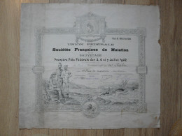 UNION FEDERALE DES SOCIETES FRANCAISES DE NATATION ET DE SAUVETAGE - Première Fête Fédérale Des 5, 6 Et 7 Juillet 1902 - Diplômes & Bulletins Scolaires