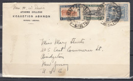 Brief Van Athens College Naar New Jersey - Lettres & Documents