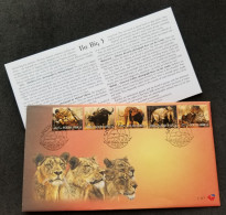 South Africa Big Five 2007 Wildlife Lion Big Cat Elephant Rhino Elephant Leopard Ox (stamp FDC) - Cartas & Documentos