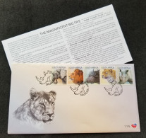 South Africa Big Five 2010 Wildlife Lion Big Cat Elephant Rhino Elephant Leopard (stamp FDC) - Cartas & Documentos