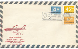 ARGENTINA 1977 FIRST FLIGHT BUENOS AIRES - QUITO AVIATION COVER WITH SPECIAL CANCEL - FDC
