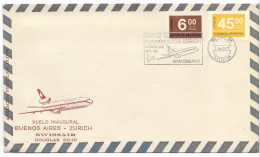 ARGENTINA 1977 COVER SPECIAL CANCEL FIRST FLIGHT BUENOS AIRES ZURICH AVIATION - FDC